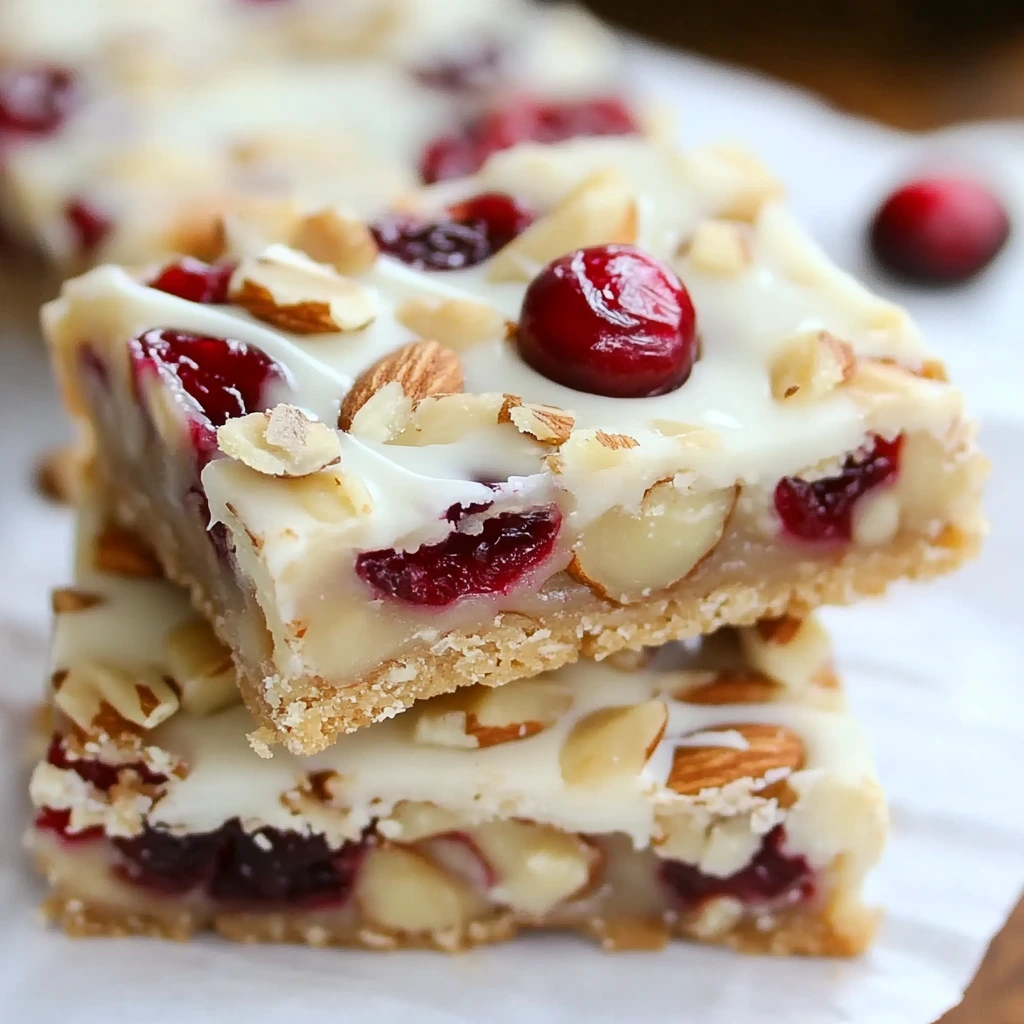 Almond Cranberry Bars with White Chocolate Glaze