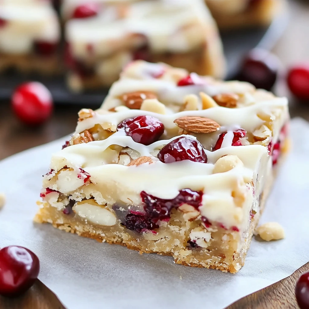 Almond Cranberry Bars with White Chocolate Glaze