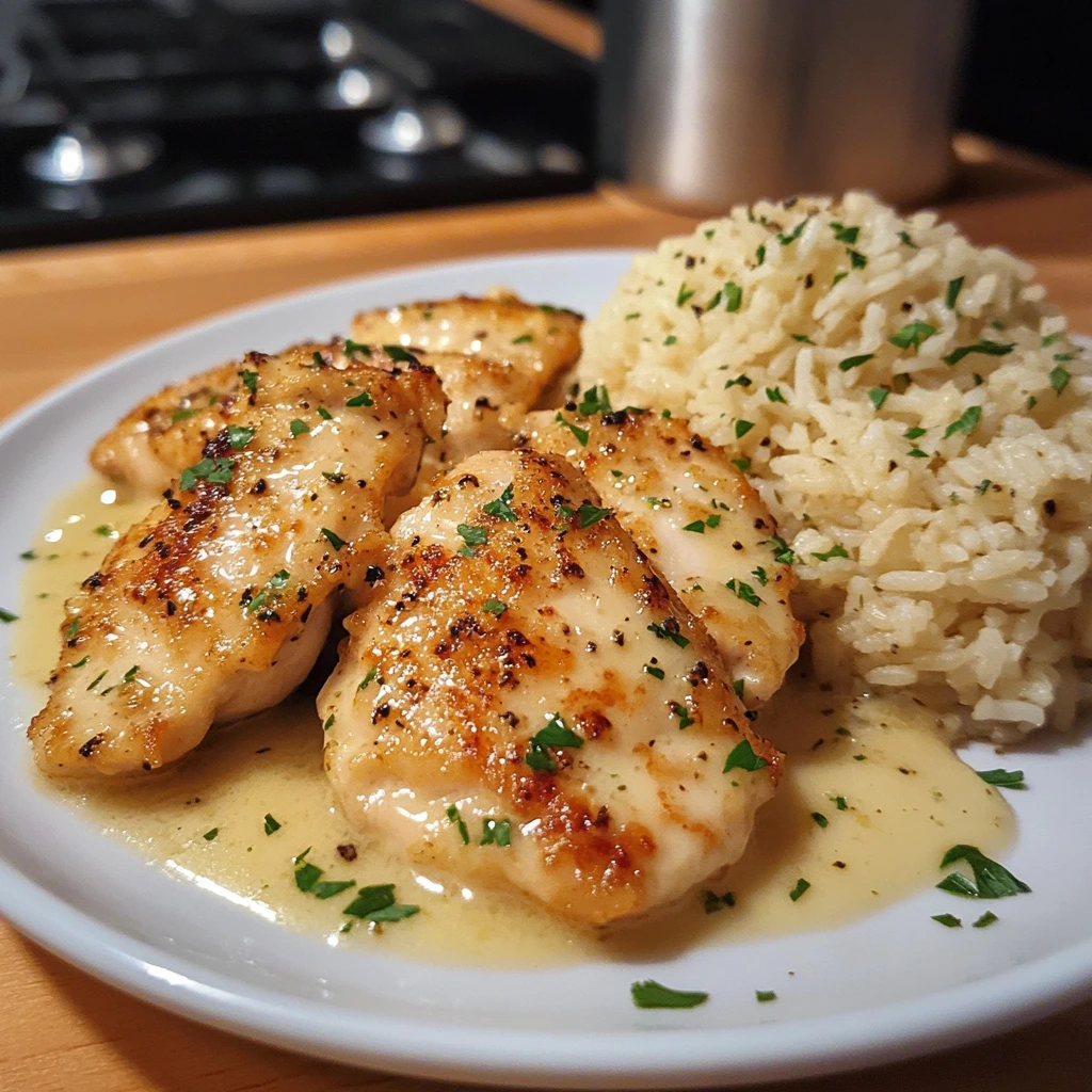 Chicken Scampi with Garlic Parmesan Rice