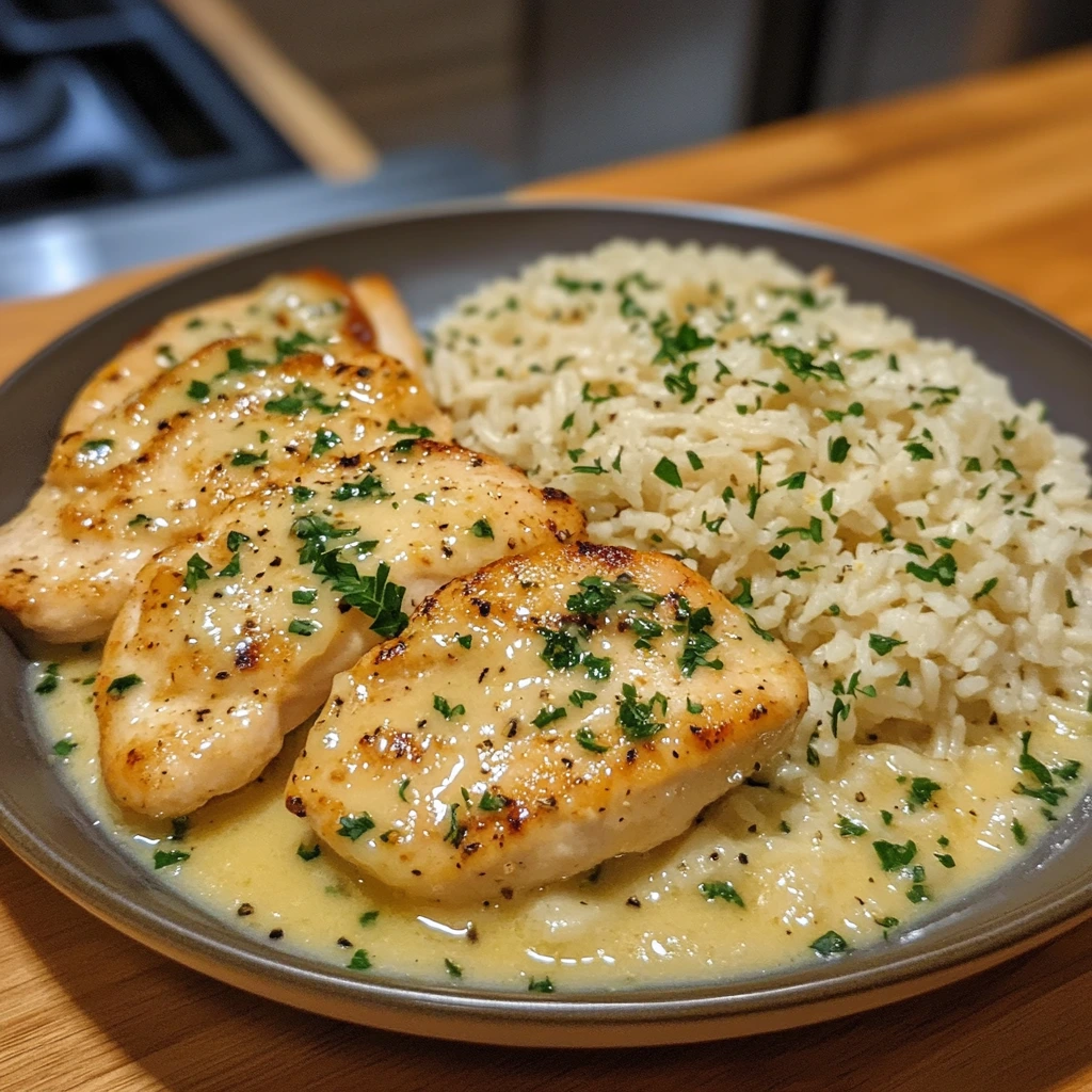 Chicken Scampi with Garlic Parmesan Rice