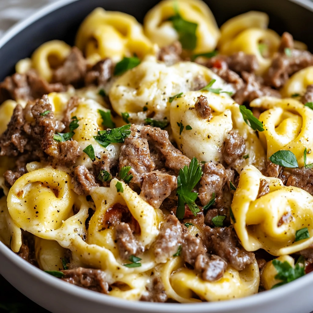 Philly Cheesesteak Tortellini Pasta