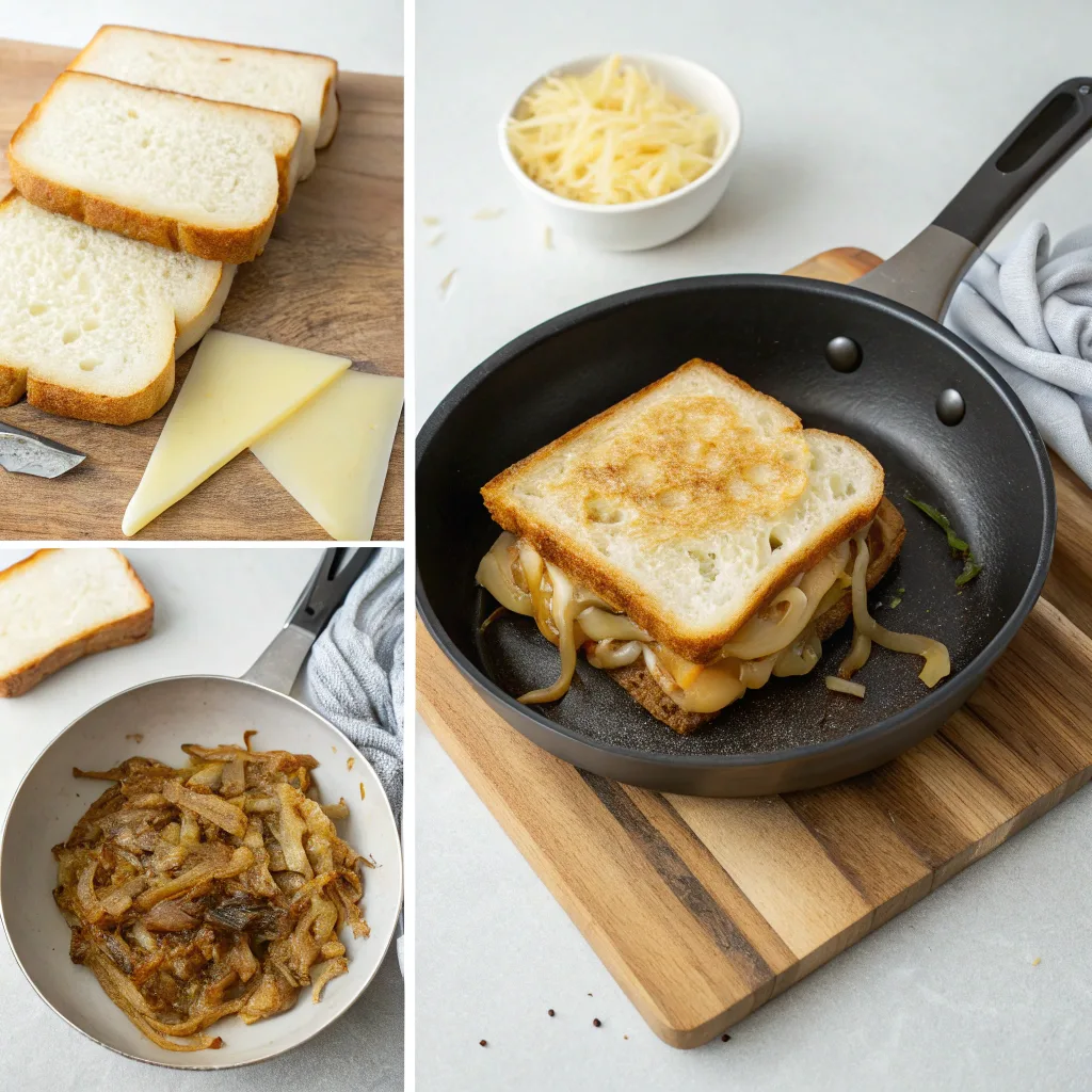 steps to make French Onion Grilled Cheese