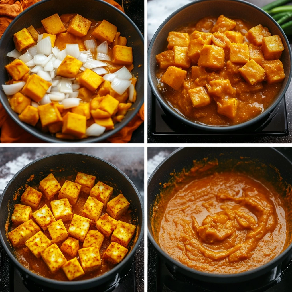 steps Pumpkin Paneer With Puree